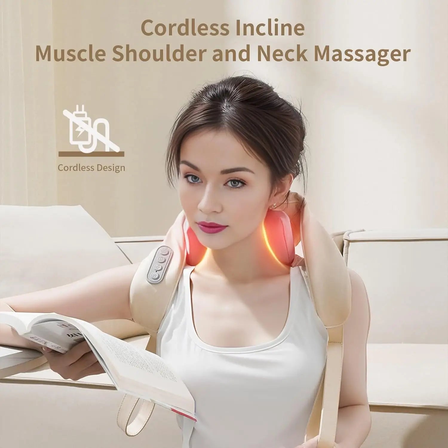 Neck Massager, Cordless Shiatsu Shoulder Back Massager with Soothing Heat, Electric Deep Tissue, for Neck,Waist, Traps, Back